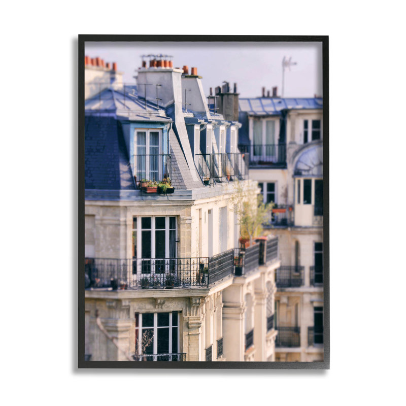 Bâtiments de l'architecture parisienne, estampe numérique de Carina Okula, Giclée encadrée noir minuit