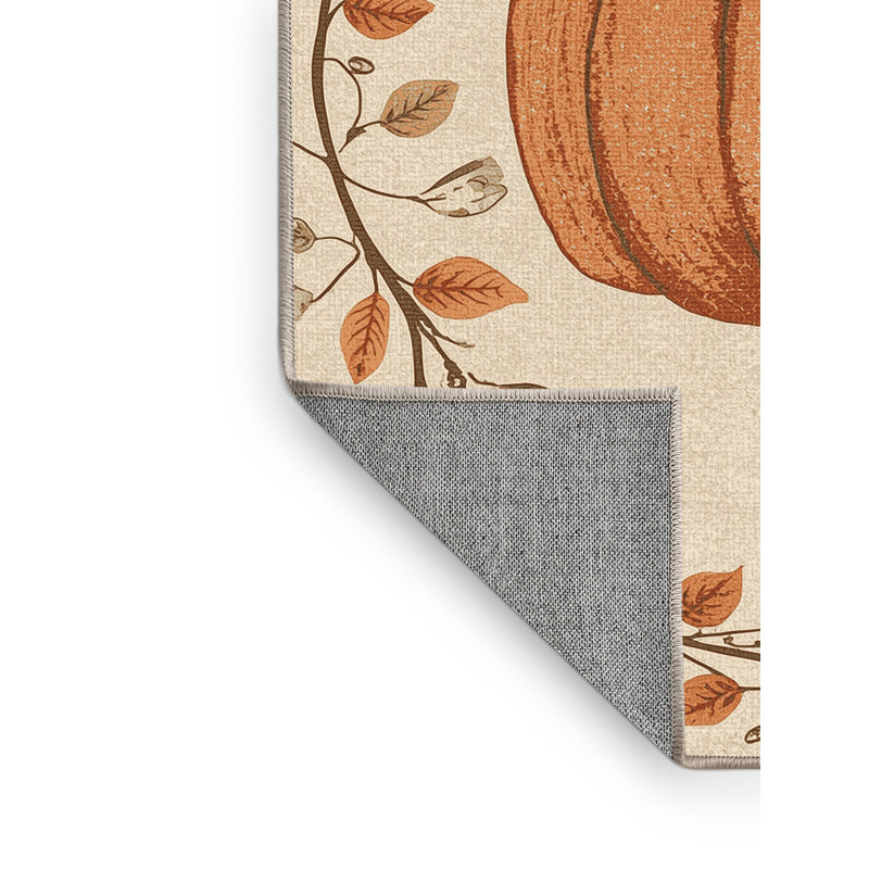 Tapis abstrait moderne et contemporain lavable à la machine Highbridge Thanksgiving en beige - reliure beige, 7x10