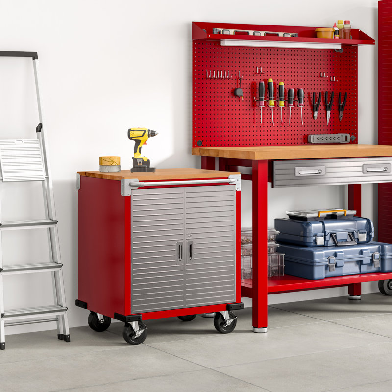 Seville Classics UltraHD 2-Door Rolling Cabinet, Red