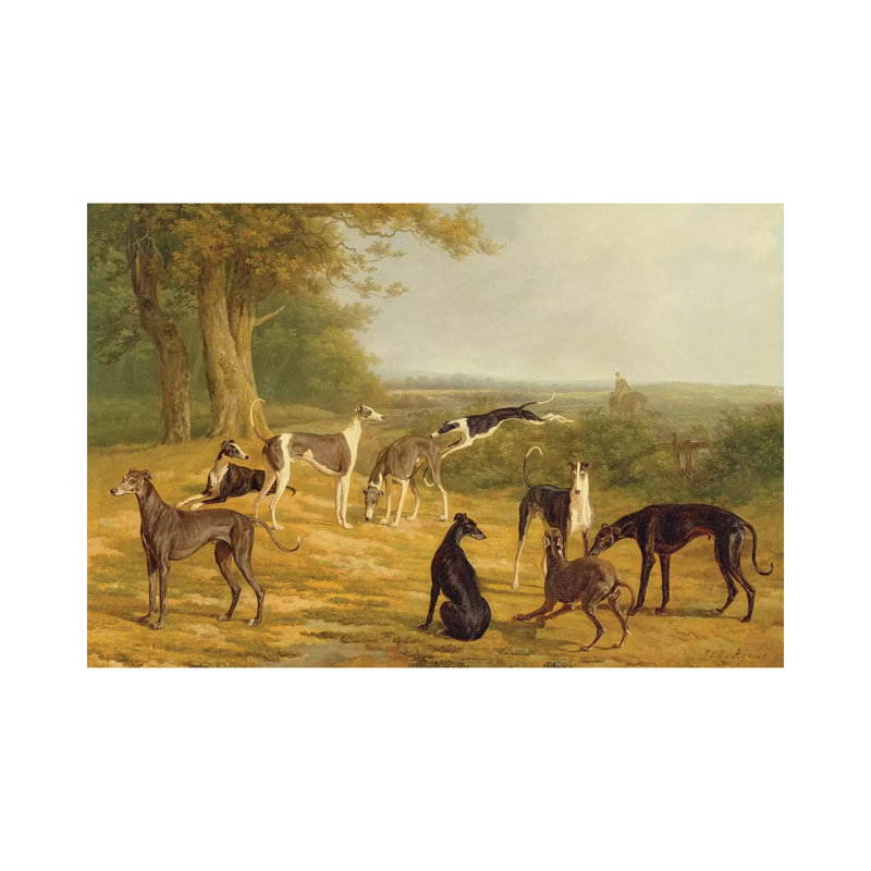 Nine Greyhounds In A Landscape by Jacques-Laurent Agasse - Wrapped Canvas Painting, 101.6 cm H x 66.04 cm W x 1.91 cm D