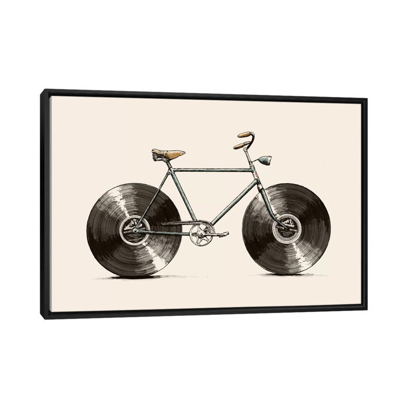 « velophone », impression sur toile, H 18 po x l 26 po x P 1,5 po, Toile avec cadre noir, Pas de tapis