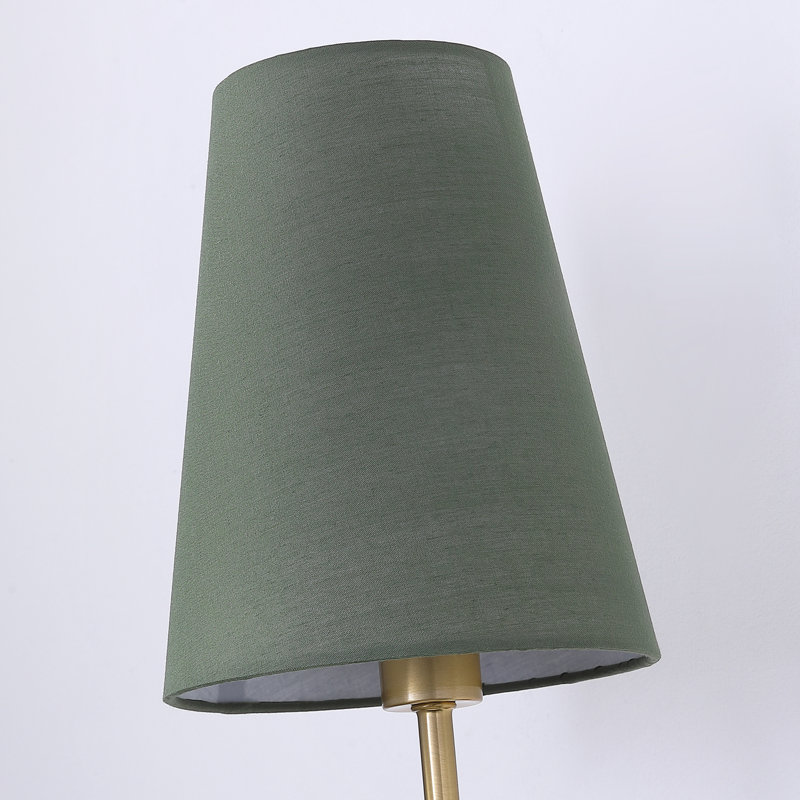 Abbiney 2 - Light Dimmable Indoor Brass Wall Sconce With Green Fabric Shade (Set of 2)