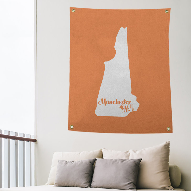 Tapisserie murale new hampshire manchester, H 80 po x l 59 po, Orange