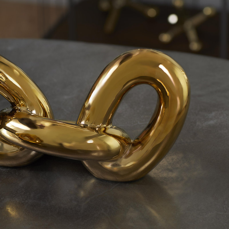Gold Porcelain Chain Sculpture Set, 15" and 10"