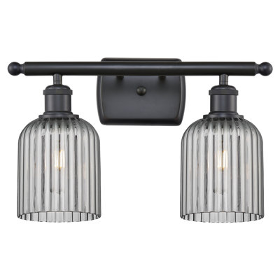 Brysin 15" W 2-Light Dimmable Metal Vanity Light with Glass Shades