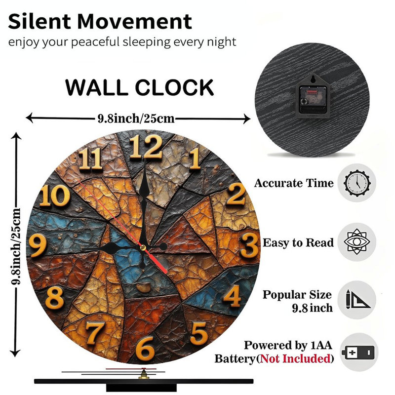 Horloge murale mosaïque couleurs d'automne