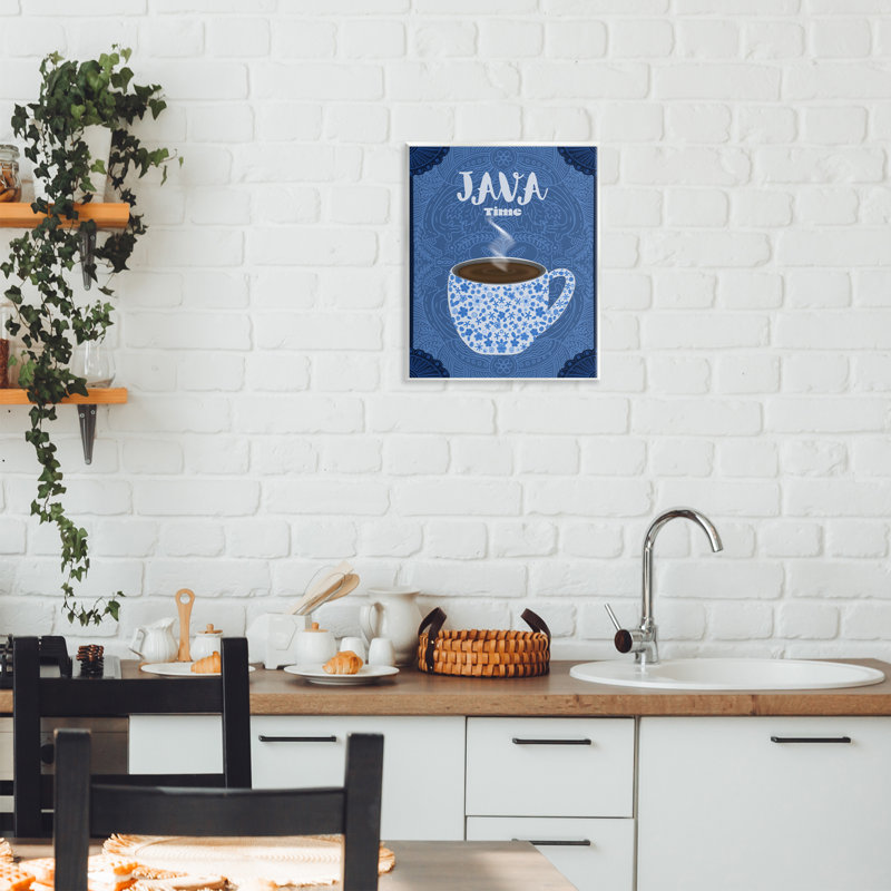 Java Time Blue Coffee Mug Wall Plaque, design by Lori Mosley