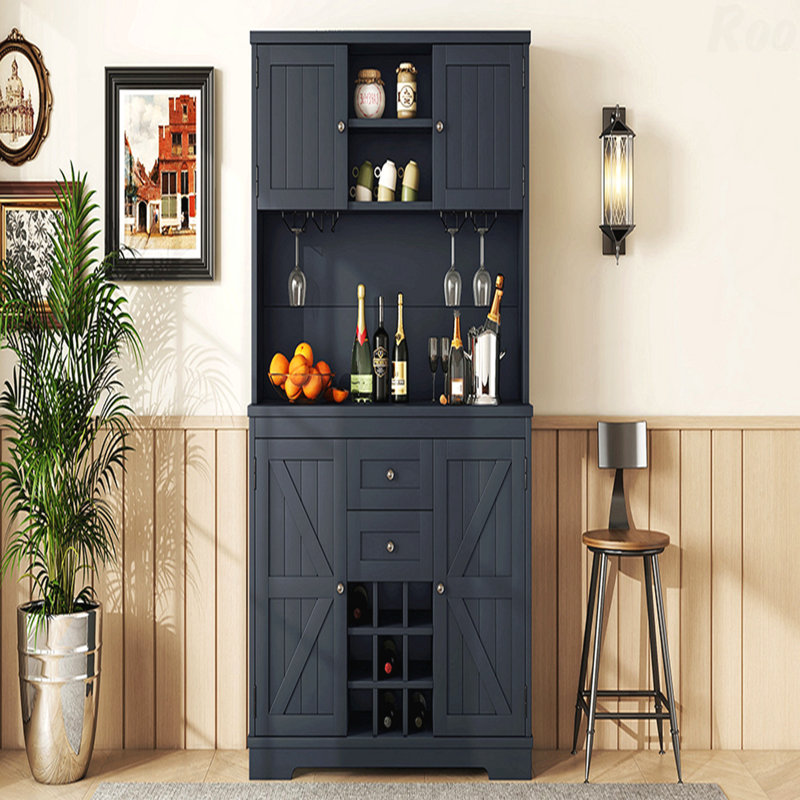 Armoire de bar à café bleu foncé