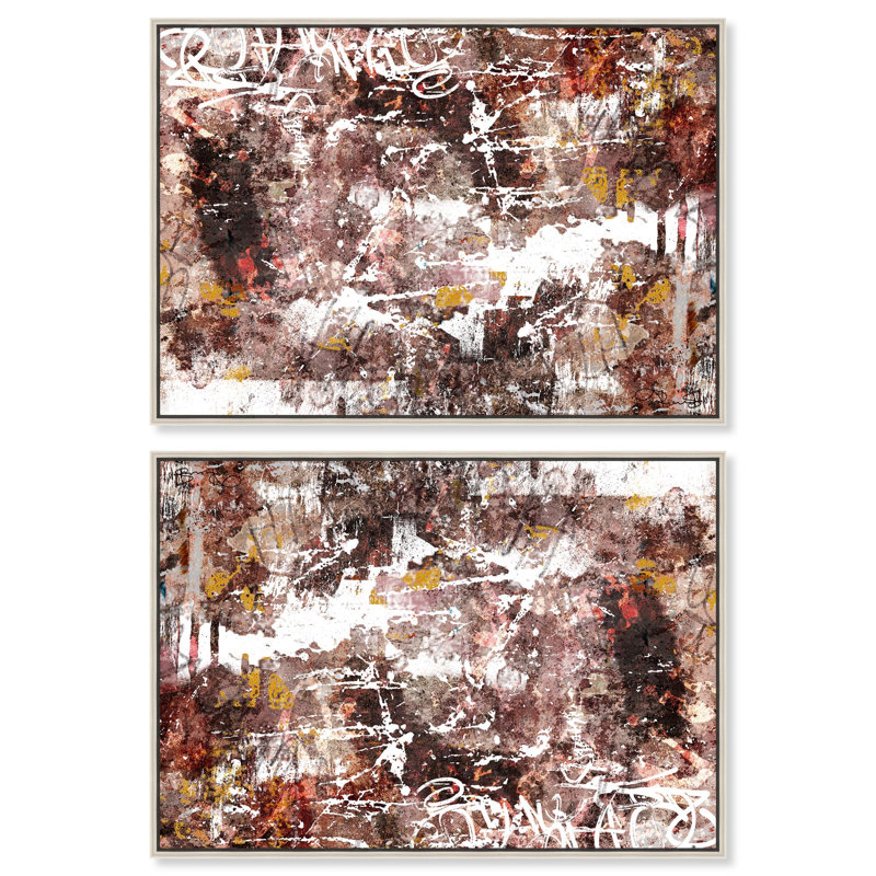 Kawasaki Set Canvas Expressionism Abstract by Art Remedy, 11" H x 16" W, Silver Floater Framed