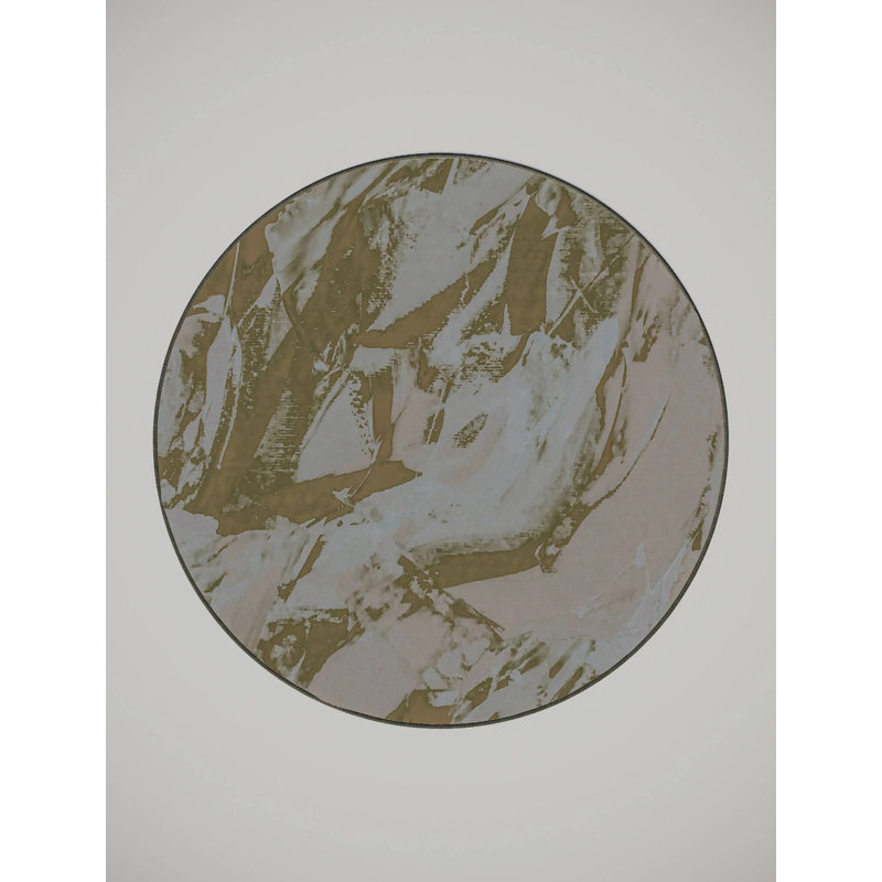 Tapis jaune en polyester tissé à la machine, Rond 8 pi