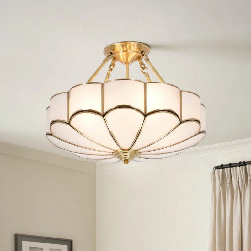 Abat-jour lustre rétro, abat-jour plafonnier encastré rétro 4 lumières, abat-jour luminaire suspendu doré pour couloir de chambre à manger de style campagnard