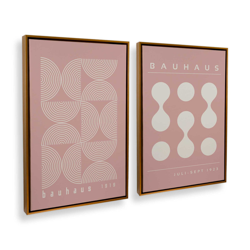 Ensemble de 2 roses Bauhaus Flow, Cadre flottant or poli, H 31 po x l 42 po
