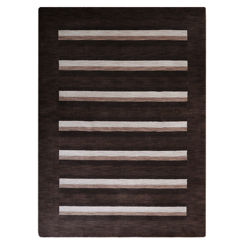 Tapis Silcott en laine tissée à la main, écologique - 183 x 274 cm, rectangulaire, couleur beige brun, design moderne et contemporain, tapis épais à poils longs antidérapants faits main pour le salon