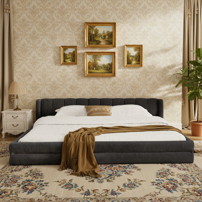 King Size Upholstered Bed Frame with Thick Fabric by Latitude Run