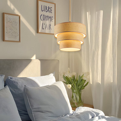 Rochell Diameter 12.2" Plug-in Pendant Light, Hanging Lamp with Dimmable, Hanging Light with 15 ft Plug Cord