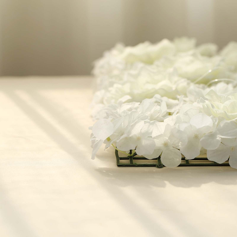 Cream Silk Hydrangea and Rose Floral Wall Panel with Lights