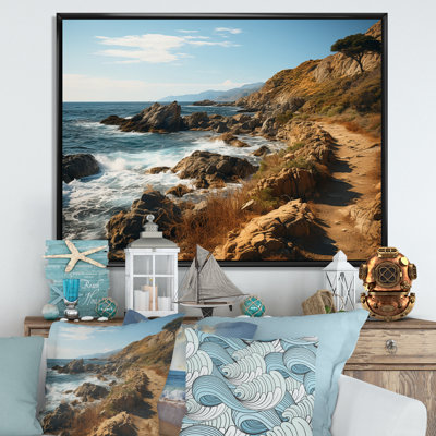 Rocky Beach Coastal Stroll - Nautical & Beach Canvas Art Print