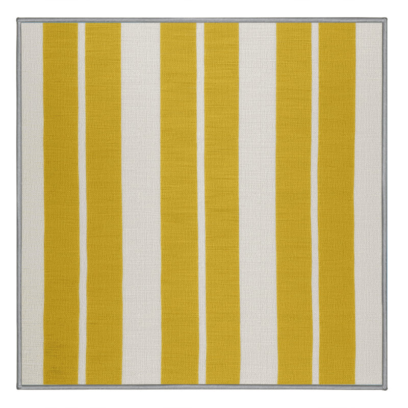 Tapis gris à rayures horizontales lavable à la machine, Carré 4 pi
