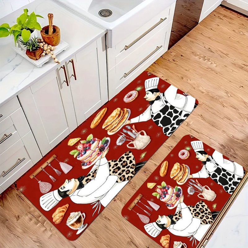 Ensemble de 2 tapis de cuisine Red Chef