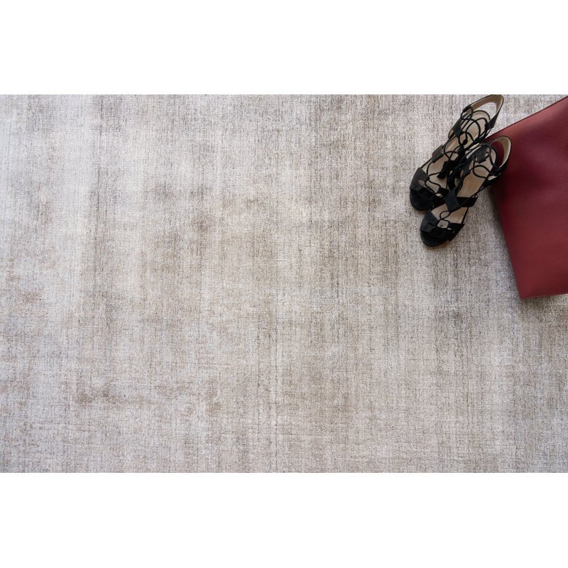 Stone Wash Gazni Abstract Area Rug in Silver, Rectangle 8' x 10'