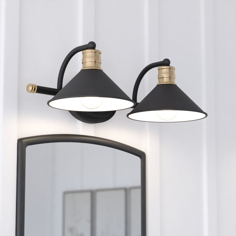 Éclairage tamisé pour meuble-lavabo Tamar, Noir mat et laiton naturel, 2