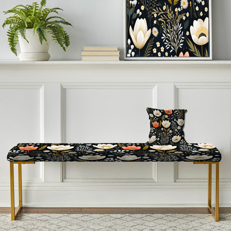 Motif floral Whimsical Bohemian Bliss - Banc rembourré floral doré
