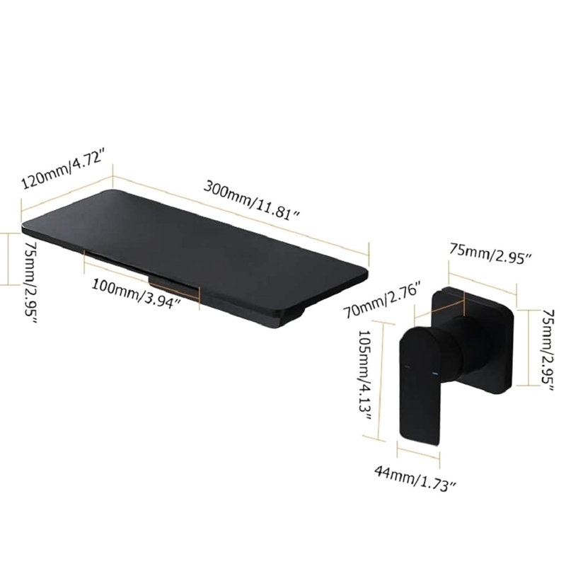 Bathroom Waterfall Faucet Matte Black, Crafted From Brass, Single For Seamless Water Adjustment, Space Saving Solution Black Faucet, Made Of Design Smooth Control,