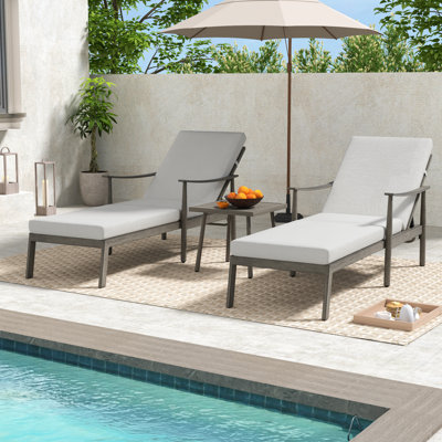 Raik Outdoor Metal Chaise Lounge Set with Table , Cushion Included