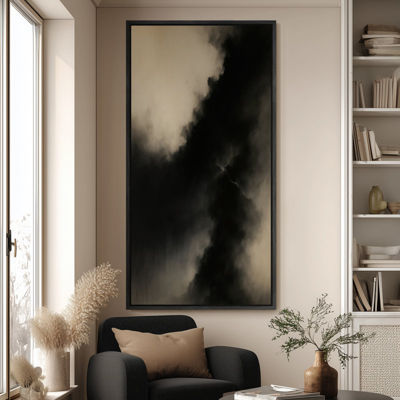 Très grand art mural rétro encadré pour art classique, Noir, H 60 po x l 30 po
