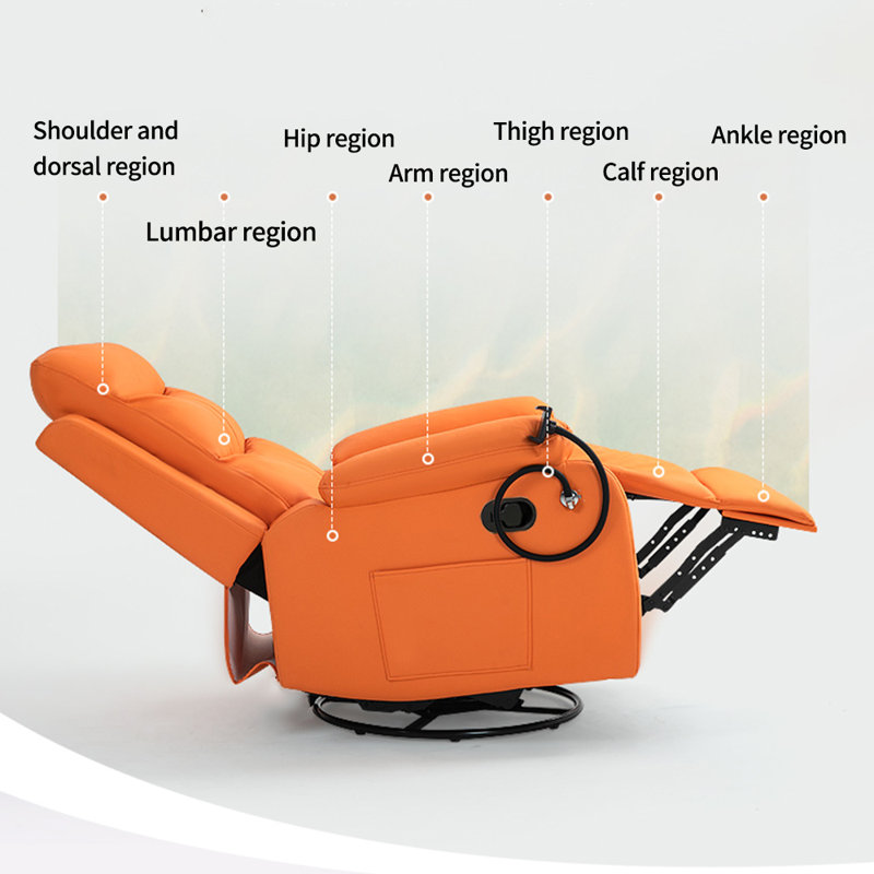 Living Room Single Comfy Faux Leather Recliners, Orange