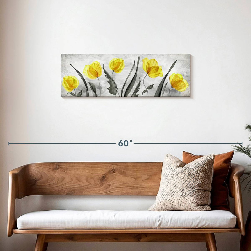 " Bright Yellow Tulips ", 12" H x 36" W x 1.25" D