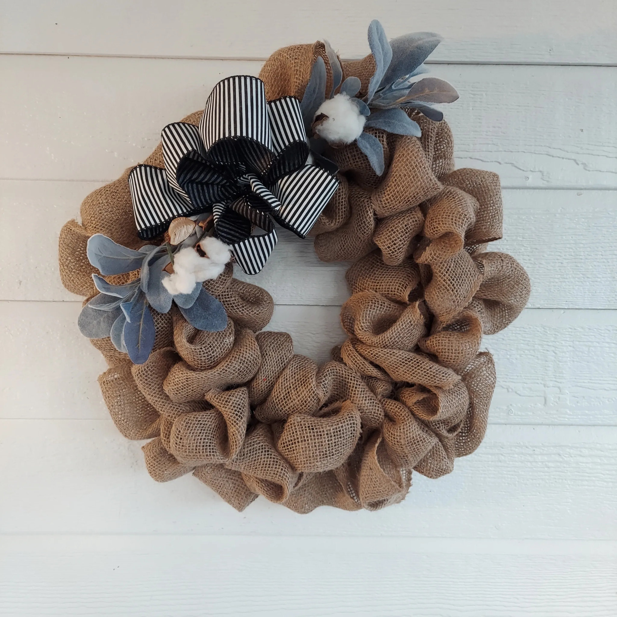 White Tulips Grapevine Wreath with Burlap. Year Round Wreath