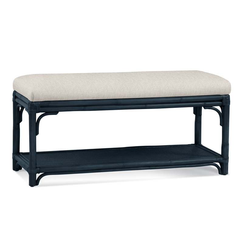Summer Retreat Wicker Shelf Storage Bench, Celery, Snow Crypton Performance; 0884-91