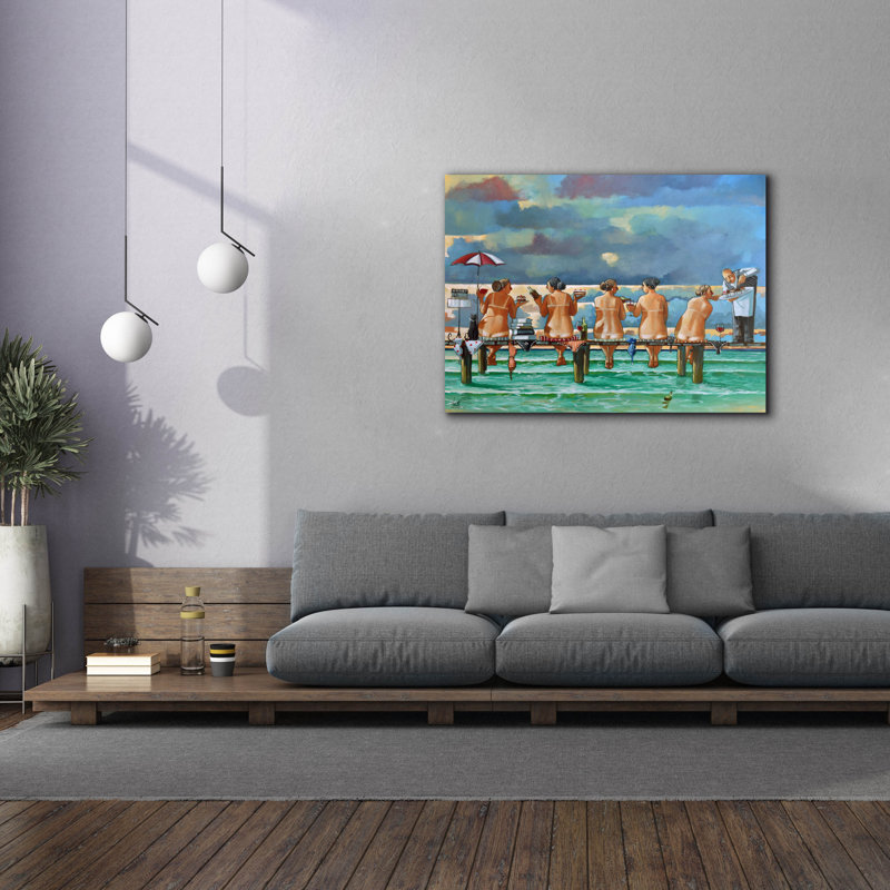 «Friends On The Jetty» par Ronald West, art mural sur toile, H 40 po x l 54 po x P 1,5 po