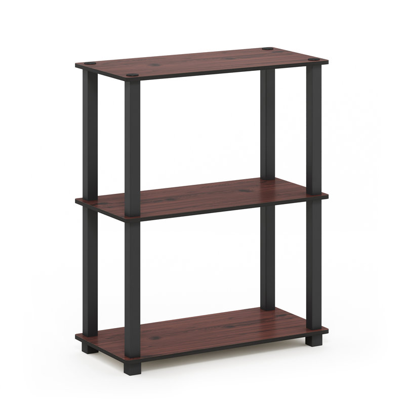 Decorius Etagere Bookcase, Dark Cherry/Black Square Tube, (4 Shelves) 43.25" H x 23.6" W x 11.6" D