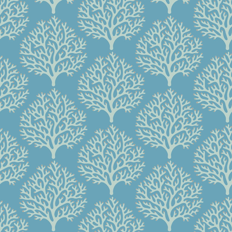 Beach Coral - Sanibel Blue Wallpaper