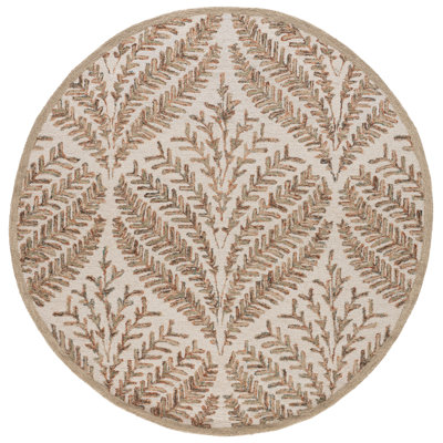 Ikat Handmade Tufted Wool Ivory / Brown Area Rug