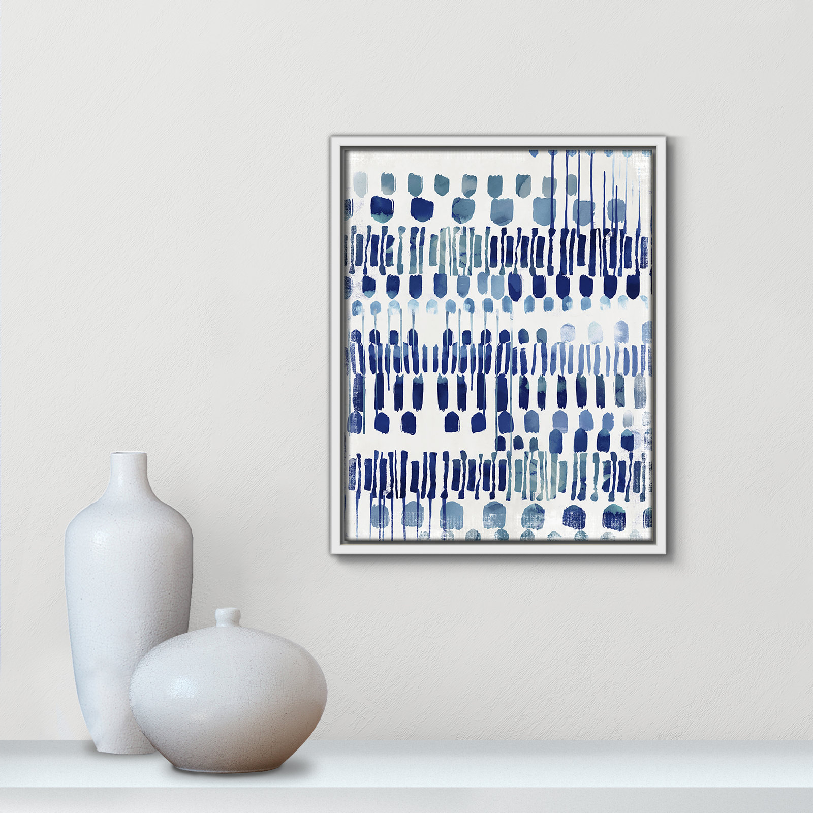 Fynn "Continuously I" Painting by Eva Watts, No Matte, White Framed Canvas, 15.5" H x 12.5" W x 2" D