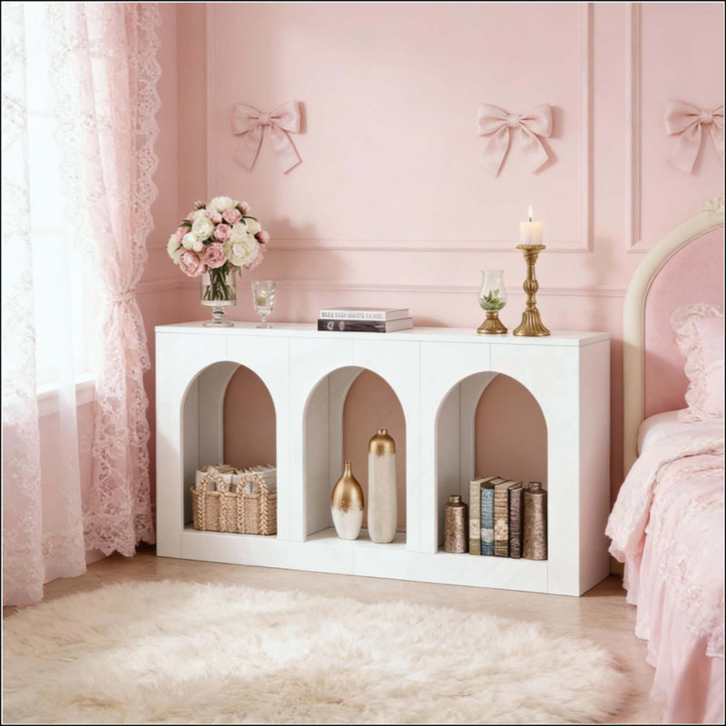 Stylish Arches Side Table,Entryway Table,Stable Console Table, White