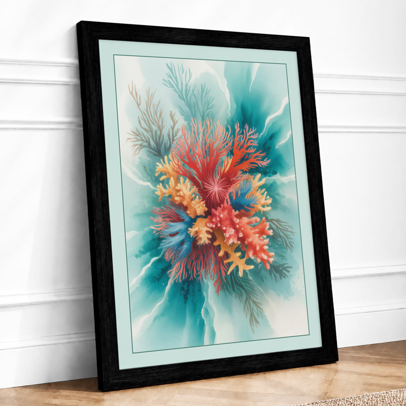 Luminous Floral Burst Botanical - Framed Print, A3 - 42.0 x 29.7 cm, Black
