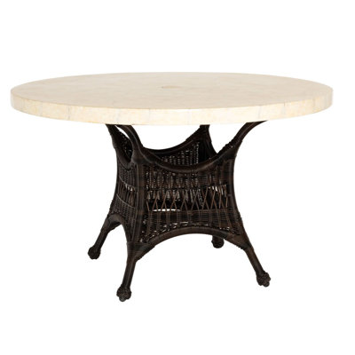 Round Stone Top Umbrella Table