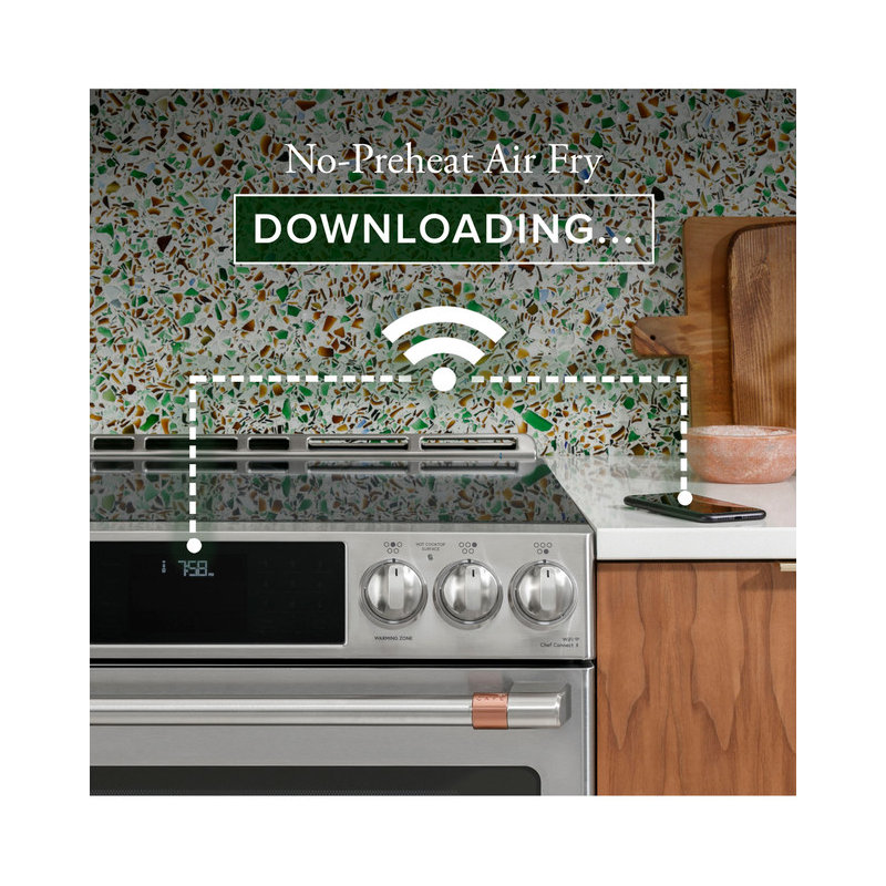 Café 30" 6.7 cu. ft. Smart Slide-in Gas Range with Griddle, Matte White