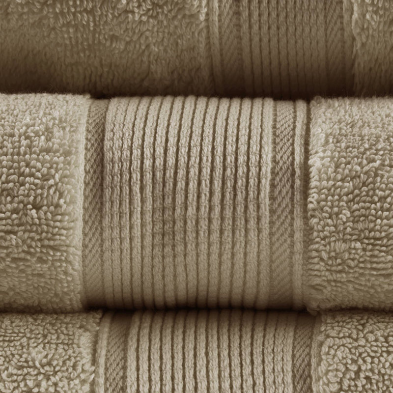 Serviette de bain 30 x 54 po, 100 % coton, ensemble de 8 serviettes, taupe, sans torsion, absorbante, Brown