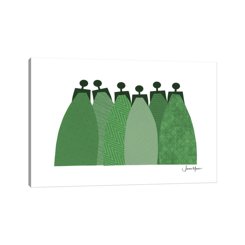 6 Emerald Dresses by LouLouArtStudio - Gallery-Wrapped Canvas Giclée on Canvas, Wrapped Canvas, 20.32 cm H x 30.48 cm W