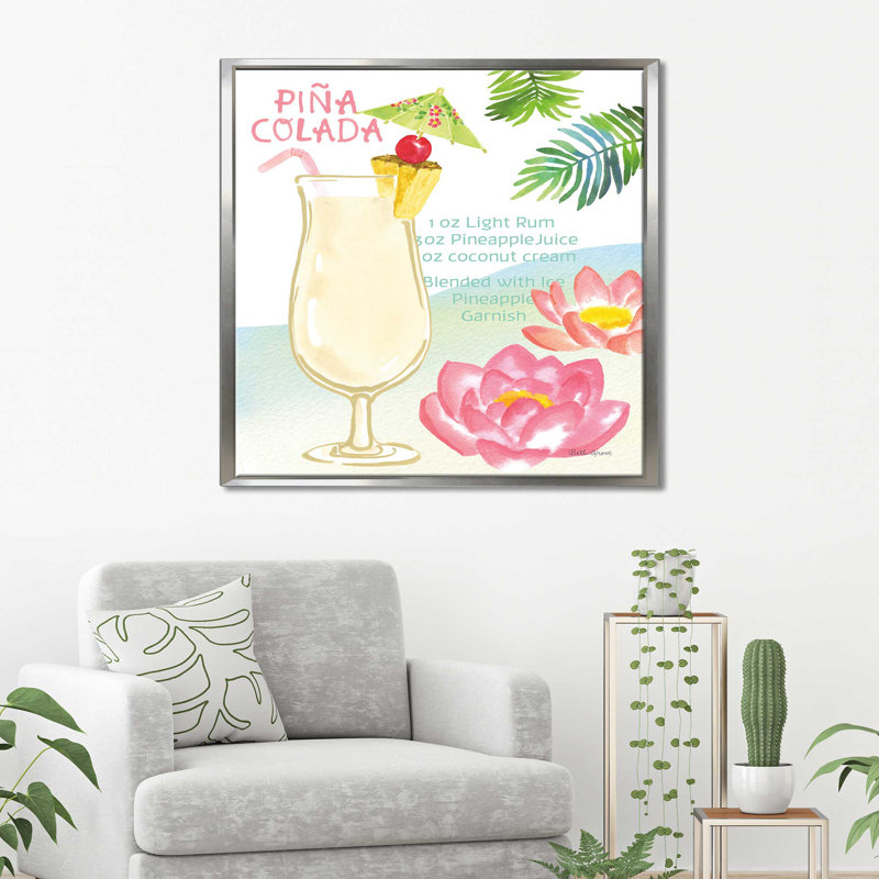 « tropical escapade ii », reproduction de peinture à l’aquarelle sur toile, H 21,5 po x l 21,5 po x P 2 po