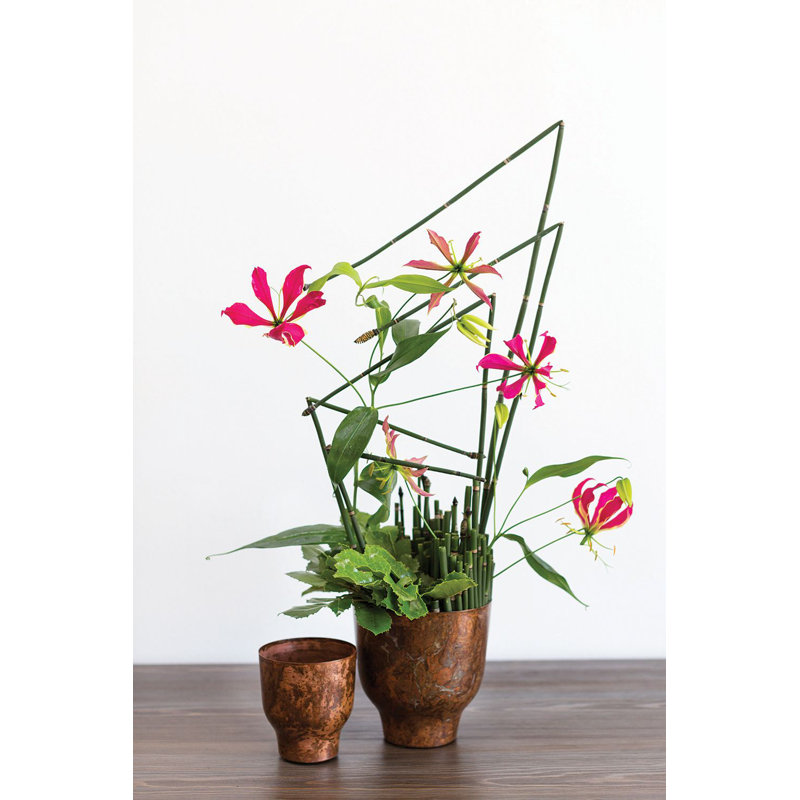 Rediet Handmade Metal Pot Planter, 5" H x 4.5" W x 4.5" D