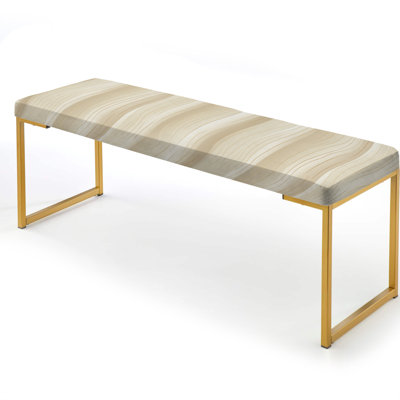 Zen Harmony - Striped Upholstered Gold Bench