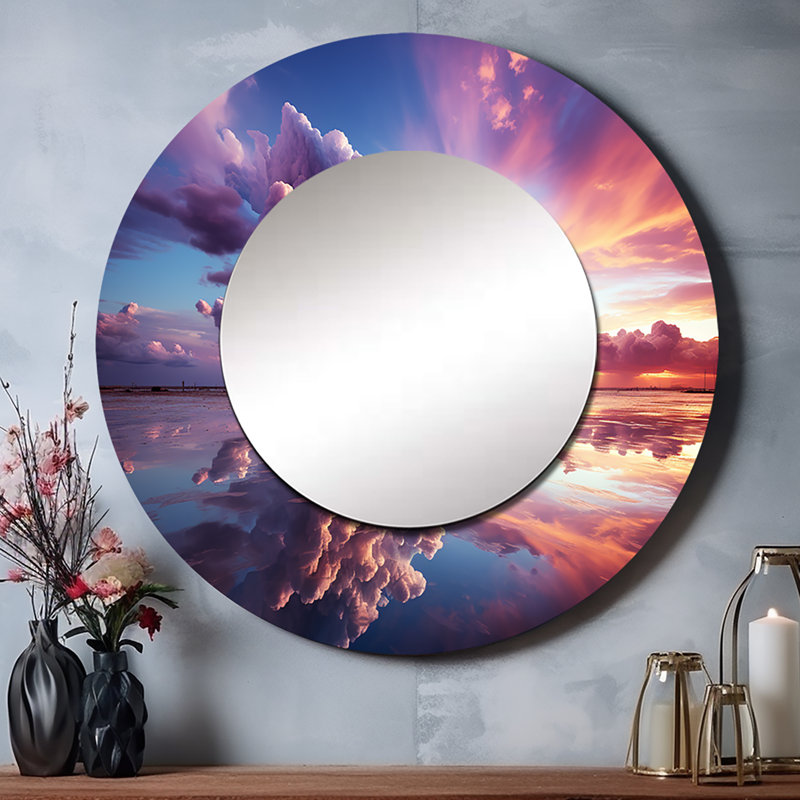Peach Sky Photo Transcendent Twilight - miroir mural nautique et plage, 29 po x 29 po
