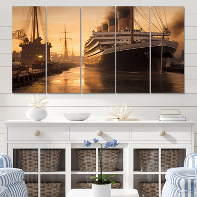 Photographie rétro de RMS Titanic I - reproduction d'art sur toile - 5 panneaux égaux