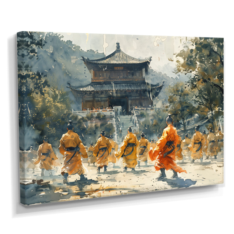 Arts martiaux au temple Shaolin II - décoration murale arts martiaux, Toile tendue, H 30 po x l 40 po x P 1,5 po